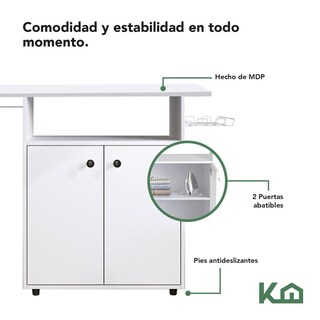 Foto 6 | Mueble Organizador Rack 2 Puertas Planchado Ropa Tabla 86 Cm
