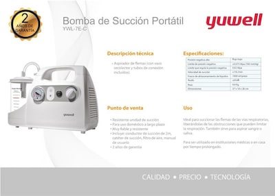 Foto 3 | Aspirador Bomba De Succión Portátil Flemas 15 Lts/min Yuwell