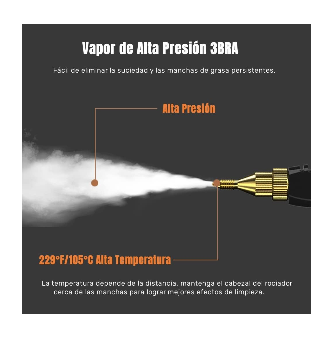 Foto 4 | Limpiador a Vapor Portátil Belug de Alta Temperatura 250 color Blanco con Negro