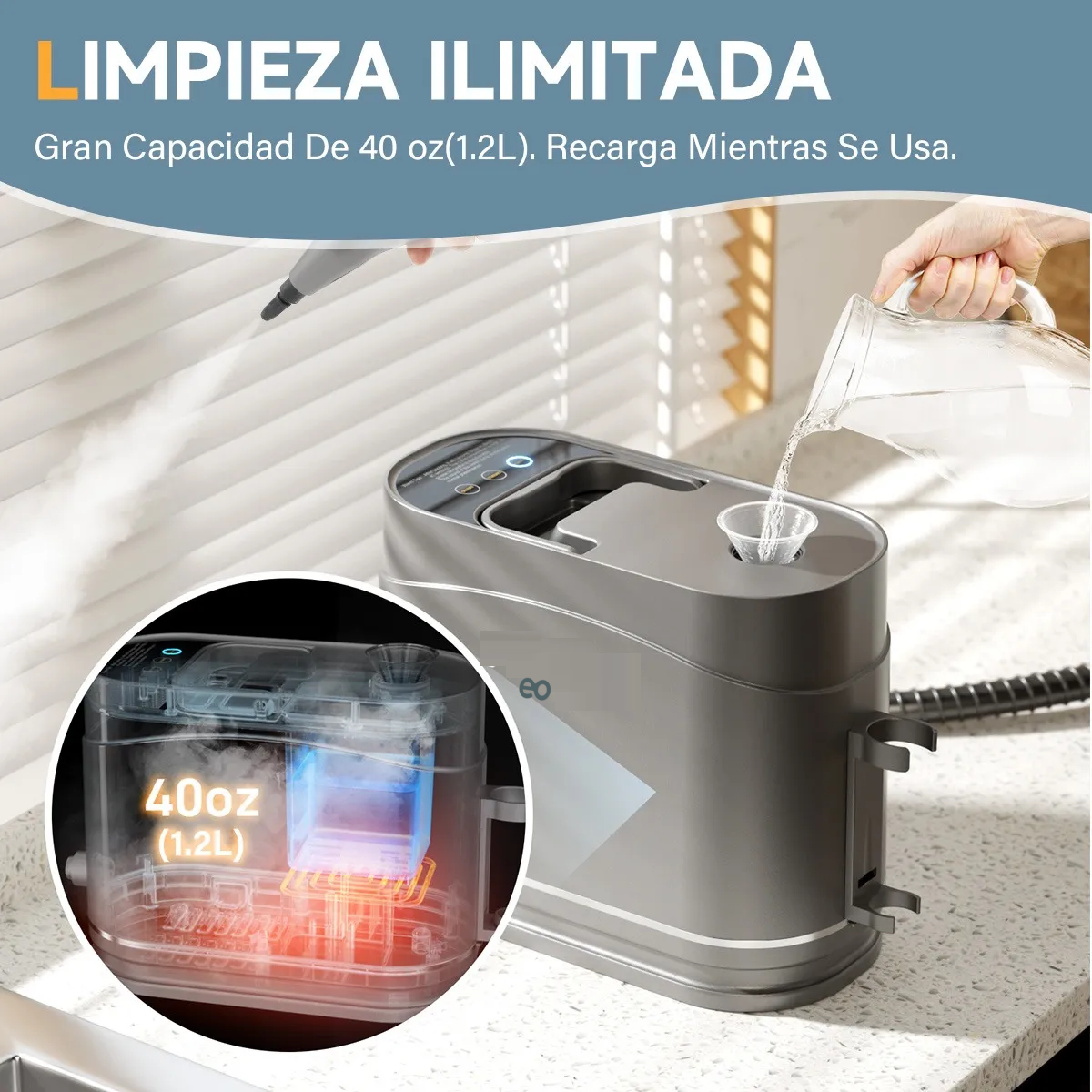 Foto 4 pulgar | Limpiador De Vapor Pistola Para Cocina  Baño  Suelo Y Coche  Eo Safe Imports Esi-20358 Gris