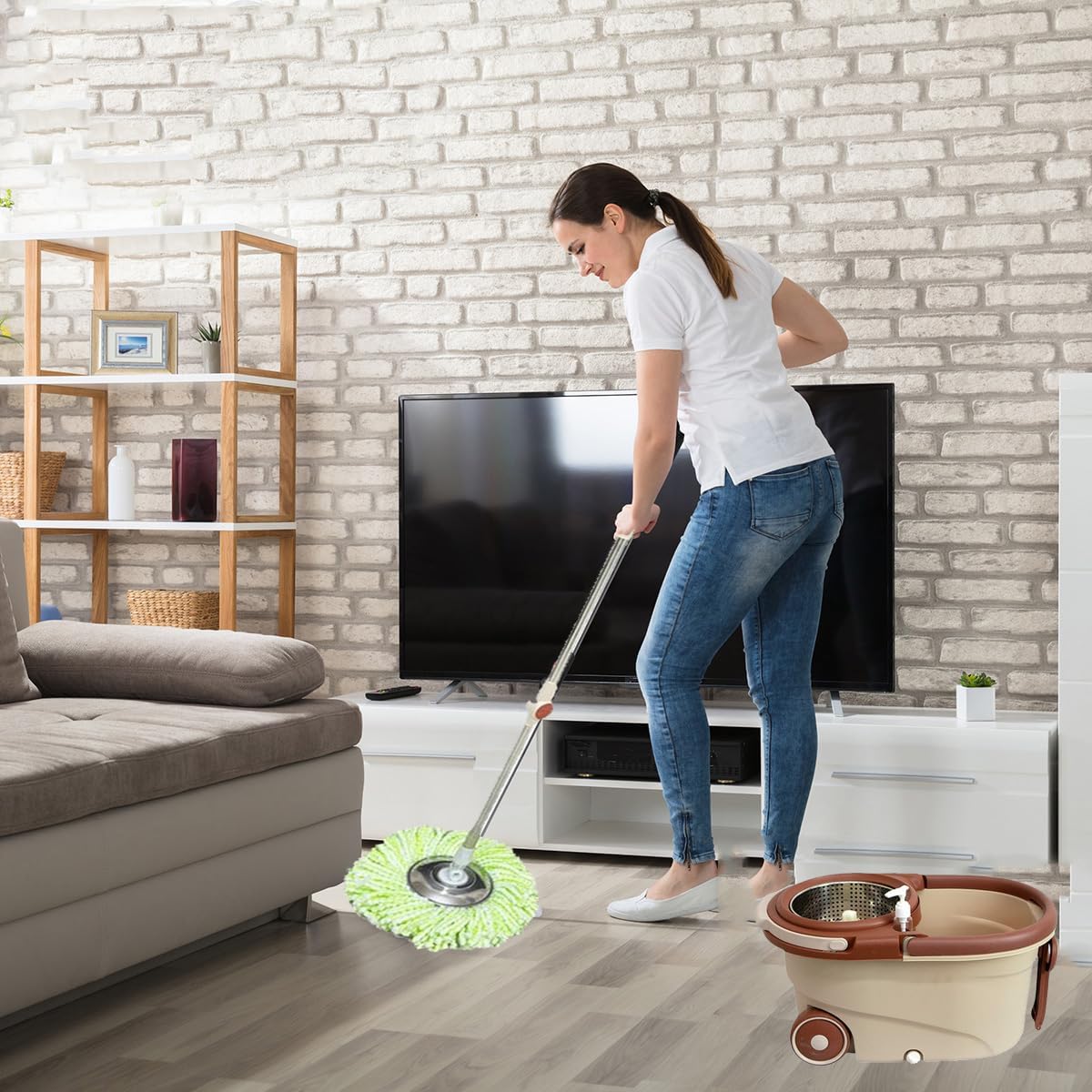 Foto 4 | Trapeador con Cubeta Giratoria Mop Microfibra Alta Absorción