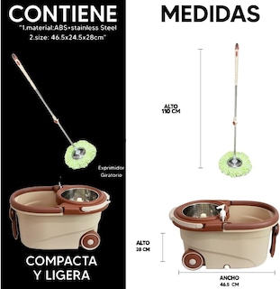 Foto 5 | Trapeador con Cubeta Giratoria Mop Microfibra Alta Absorción