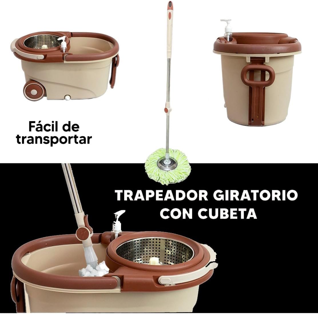 Foto 6 | Trapeador con Cubeta Giratoria Mop Microfibra Alta Absorción