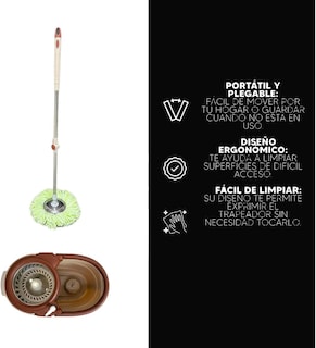 Foto 7 | Trapeador con Cubeta Giratoria Mop Microfibra Alta Absorción