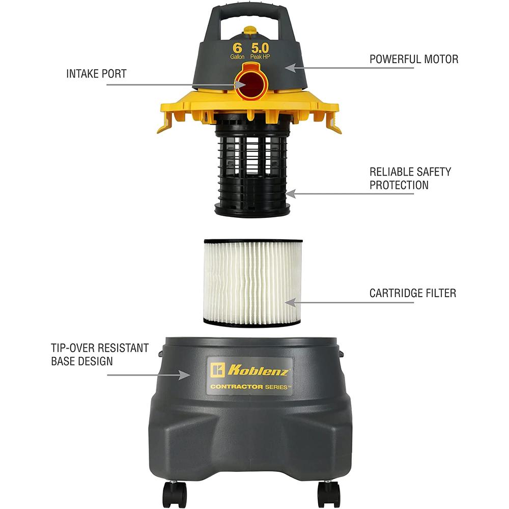 Foto 8 pulgar | Aspiradora Koblenz Contractor Series Wd-6 C212 5.0 Hp 6 Gal