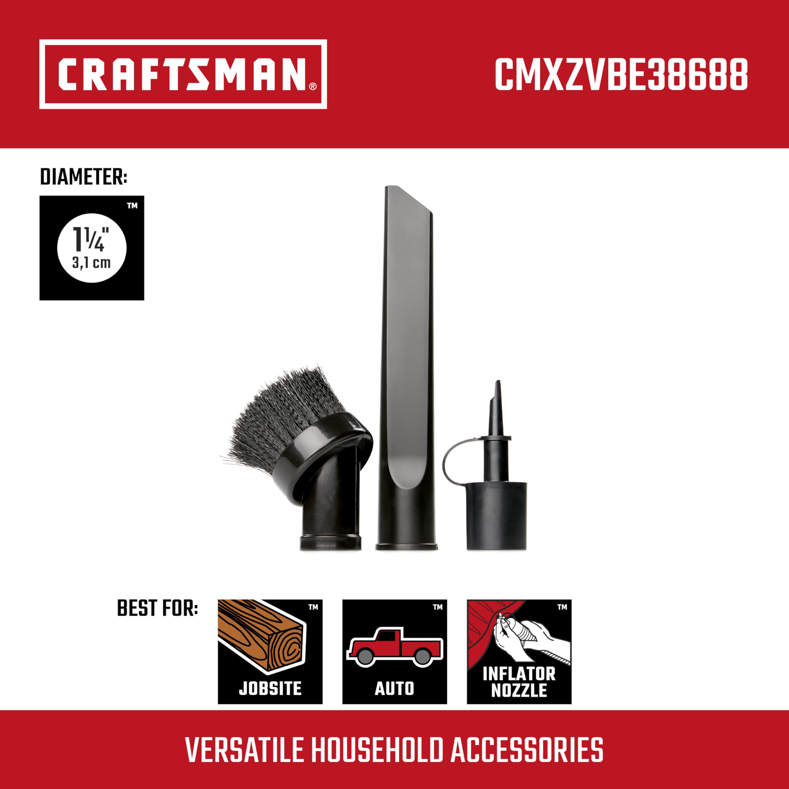 Foto 3 pulgar | Kit de Accesorios para Aspiradora en Seco y Húmedo Craftsman CMXZVBE38688 1,25 cm - Venta Internacional