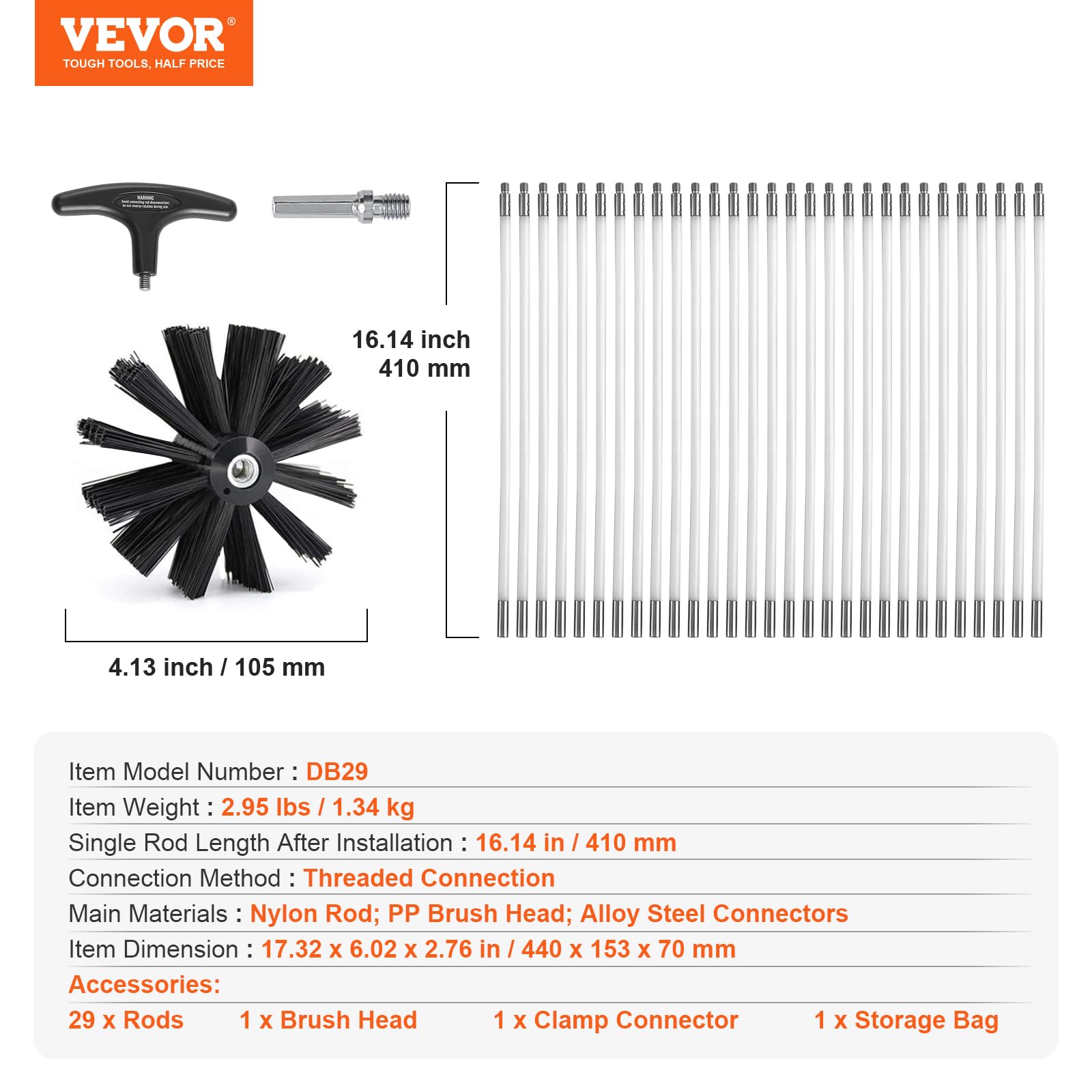 Foto 8 pulgar | Kit De Limpieza De Ventilación Para Secadora Vevor De 40 Pies Con 29 Piezas De Limpieza De Conductos - Venta Interna