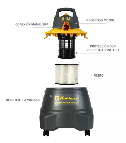 Foto 4 pulgar | Aspiradora 5.5hp 9gal Seco /Mojado Trabajo Koblenz 00-5764-6 - Amarillo
