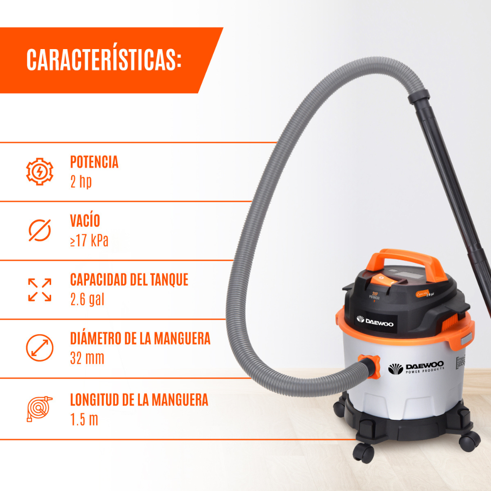 Foto 3 | Aspiradora Daewoo Davc90-10l Polvo Y Agua 1000w Con Ruedas
