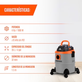 Foto 3 | Aspiradora Daewoo Davc90-20l Polvo y Agua 1000w con Ruedas