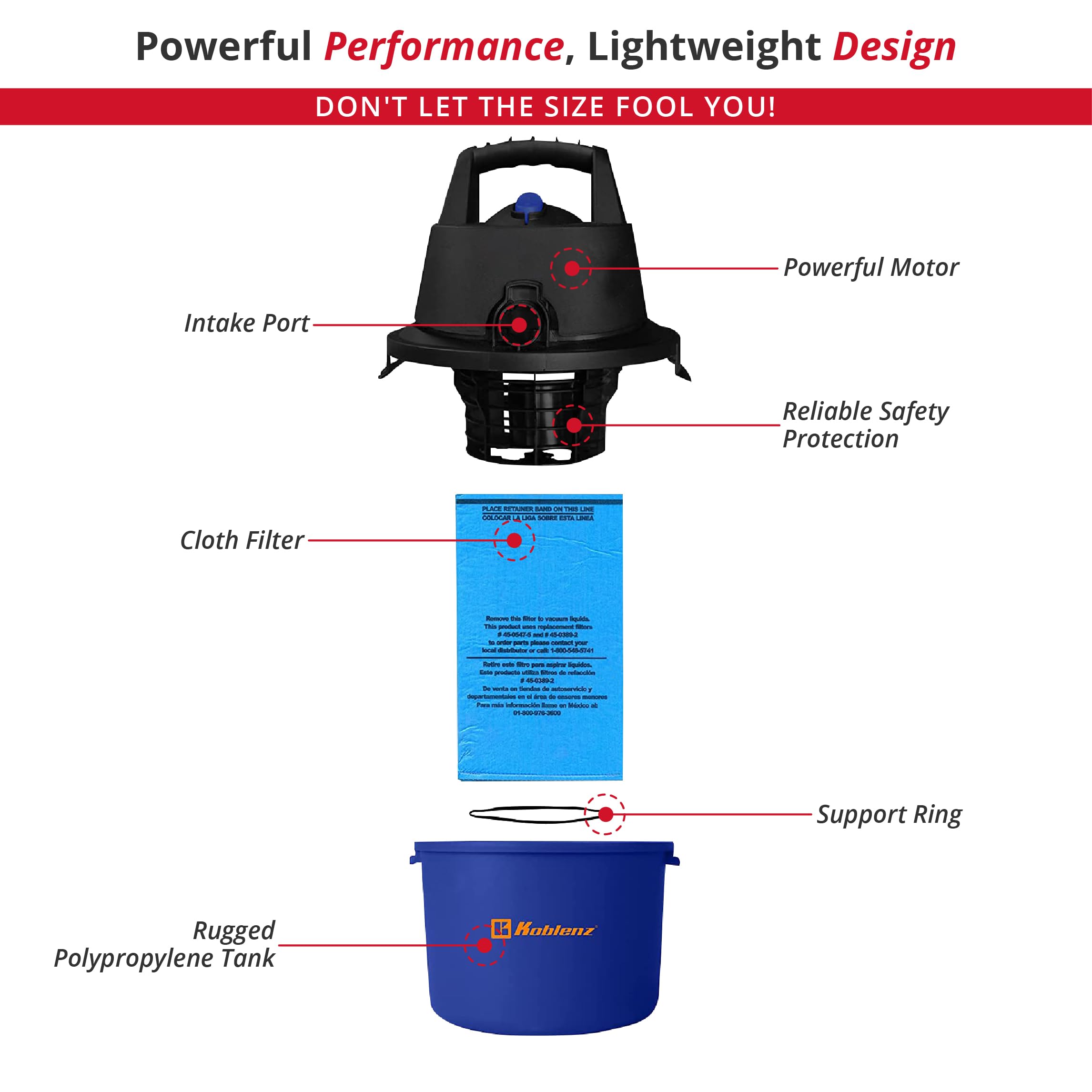 Foto 5 | Aspirador Koblenz Wd-2.5 L Portátil 2,5 Hp - Venta Internacional