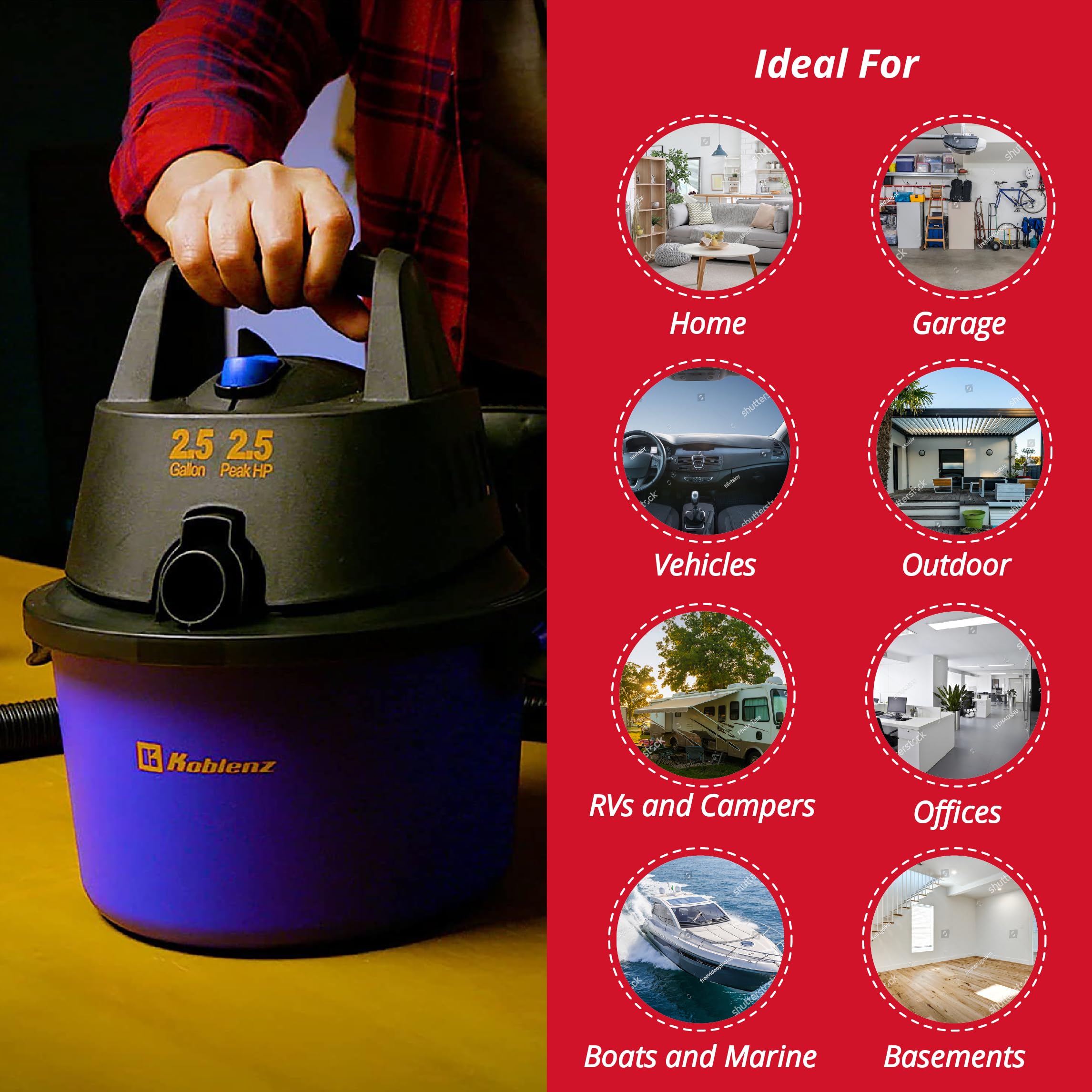 Foto 7 pulgar | Aspirador Koblenz Wd-2.5 L Portátil 2,5 Hp - Venta Internacional