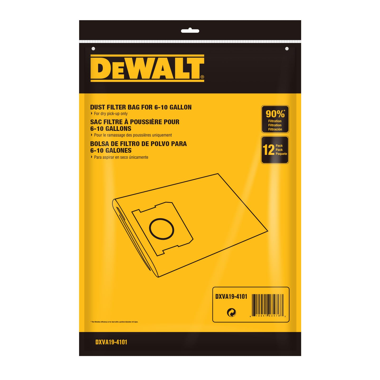 Foto 6 pulgar | Bolsas De Filtro De Polvo Desechables Dewalt Dxva19-4101 De 6 A 10 Galones - Venta Internacional.