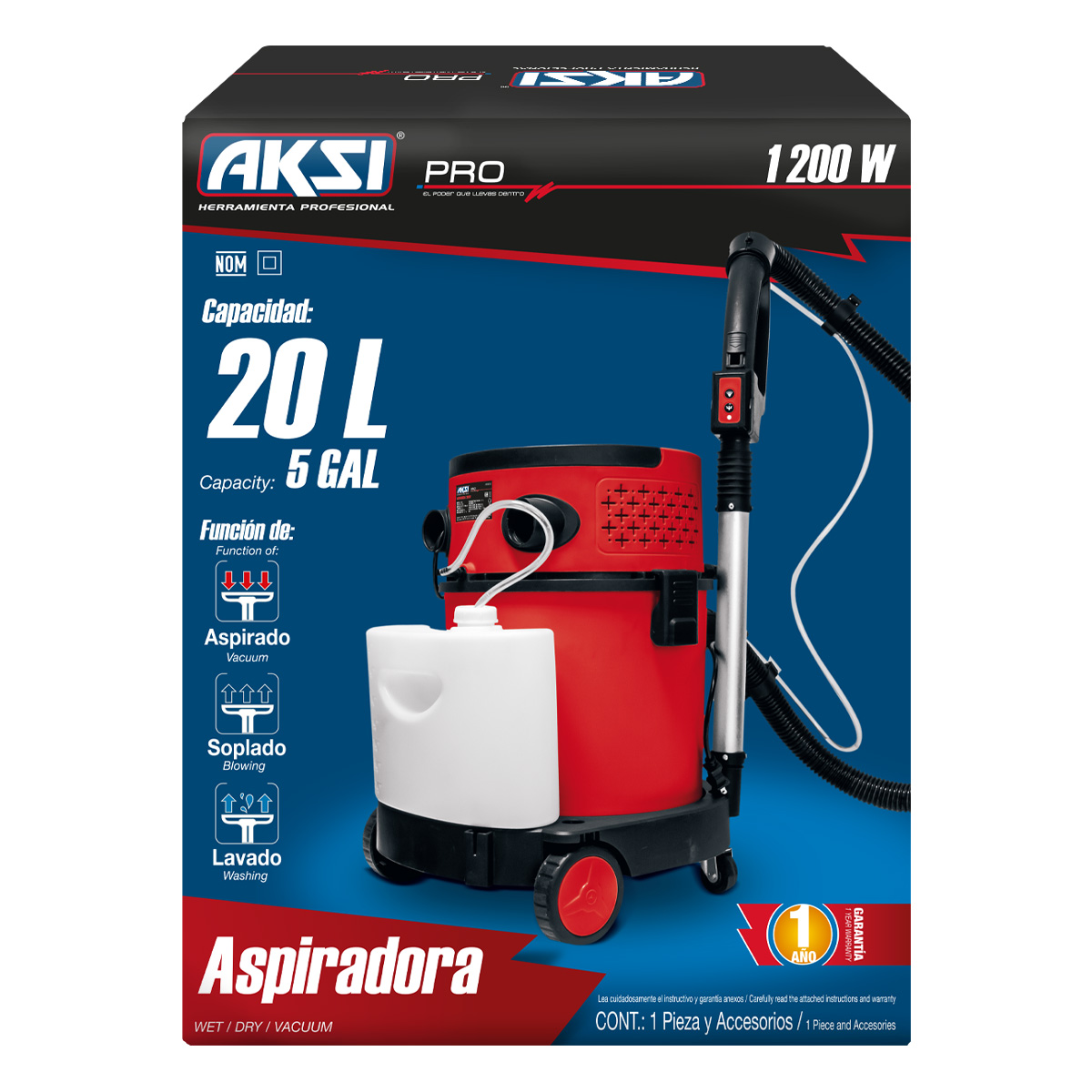 Foto 6 pulgar | Aspiradora Aksi 1200 W 20 l