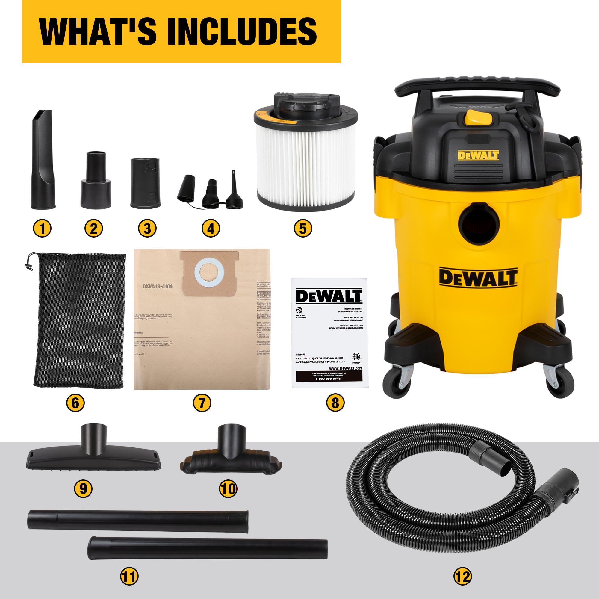 Foto 7 pulgar | Aspiradora Shop Dewalt Dxv06pl 23l 4hp Para Construcción Amarilla - Venta Internacional.