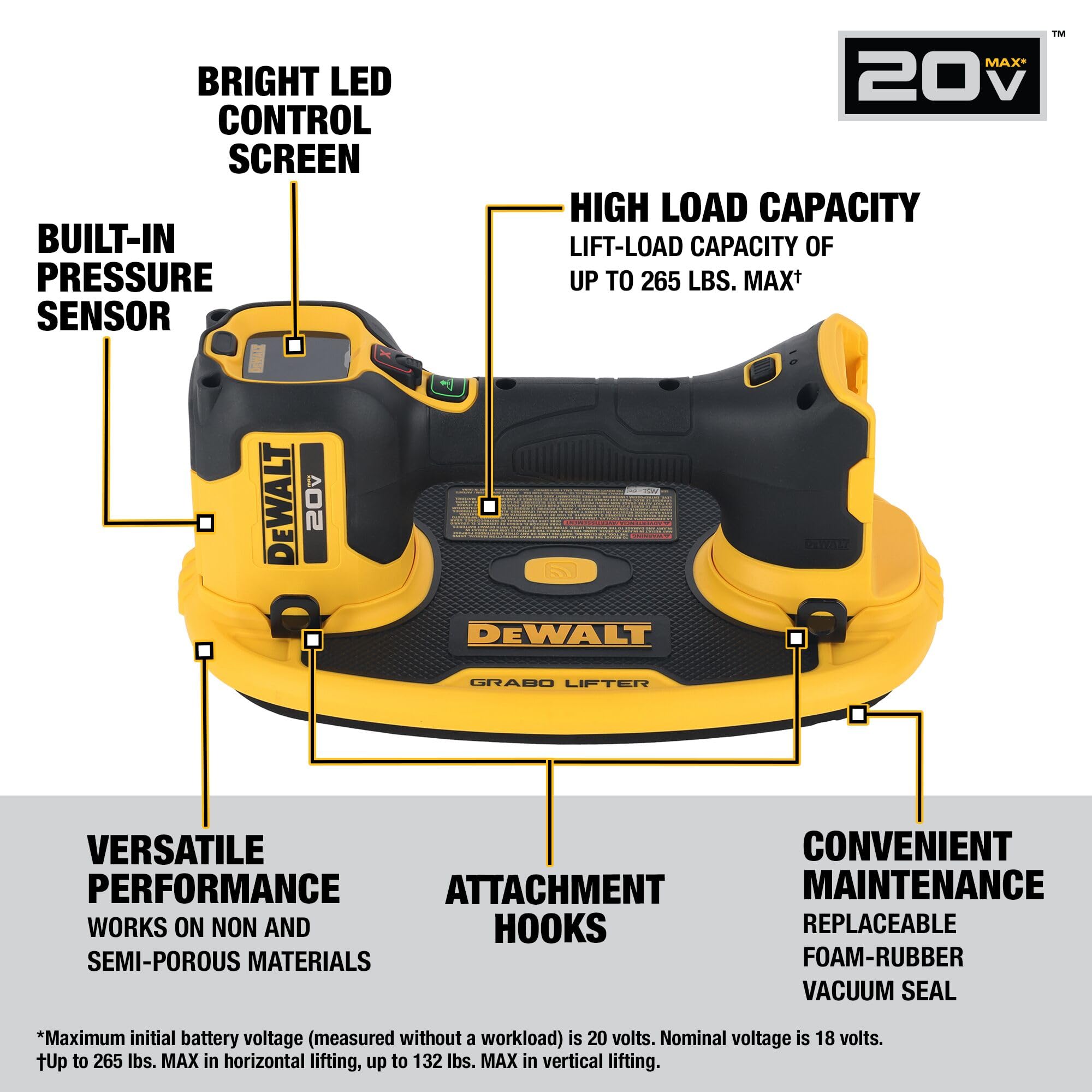 Foto 2 | Elevador De Succión Dewalt Grabo Dce592b 20v Max Inalámbrico 120 Kg - Venta Internacional.