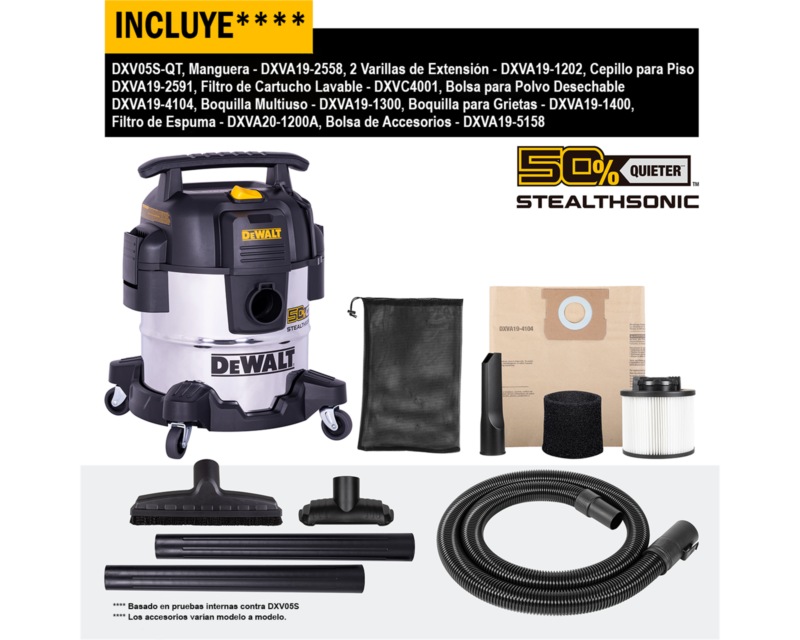 Foto 6 pulgar | Aspiradora Dewalt Metal Silenciosa Steal 5 gal 4hp Dxv05s-qt