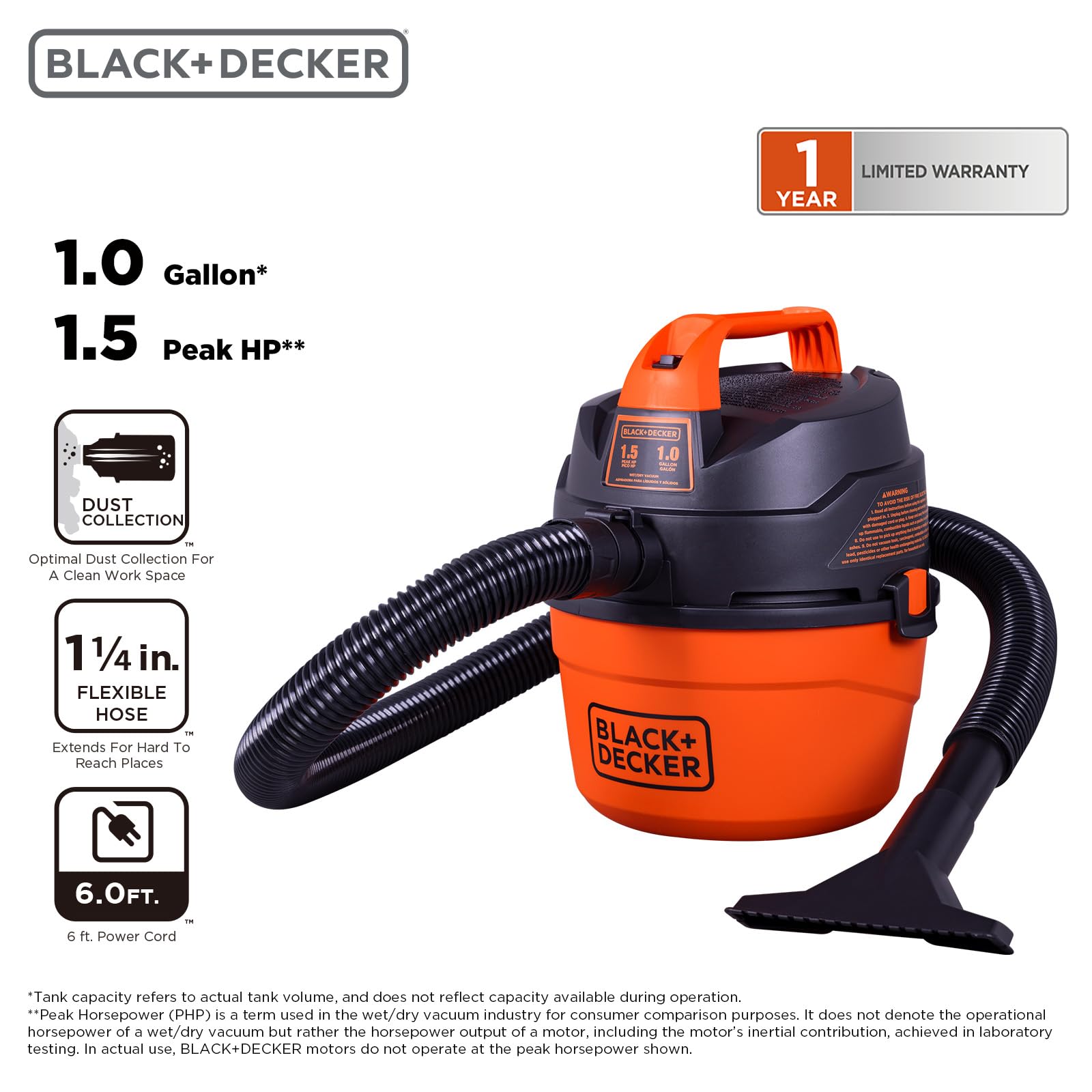 Foto 3 pulgar | Aspiradora De Taller Black+decker Bdxv18101p-1h 1,5 Hp 4 L Para Uso Húmedo Y Seco - Venta Internacional.