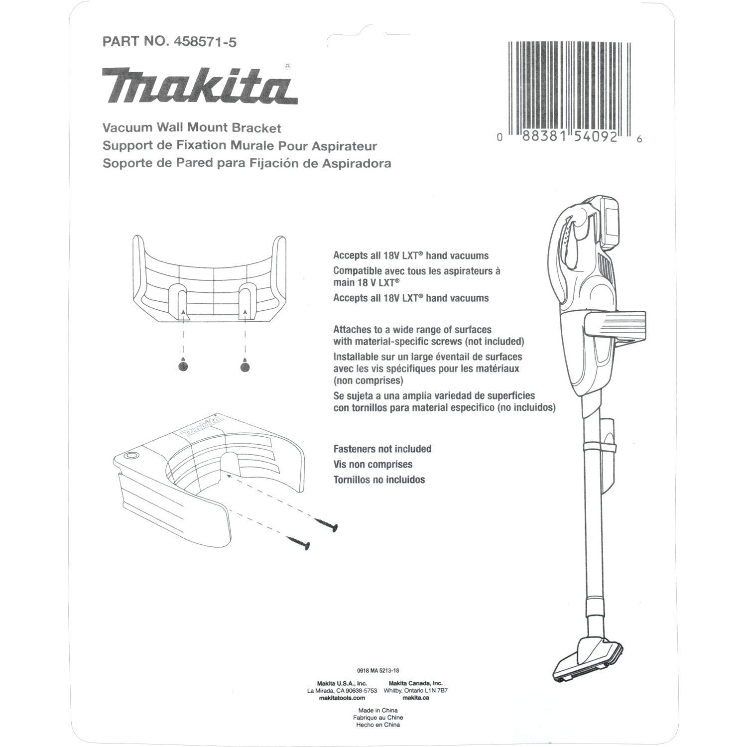Foto 7 pulgar | Soporte De Pared Para Aspiradora Makita 458571-5 Para Lxt De 18 V - Venta Internacional