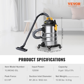 Foto 7 | Aspiradora De Taller Vevor De Acero Inoxidable, Seco Y Húmedo, 8 Galones, 6 Hp - Venta Internacional.