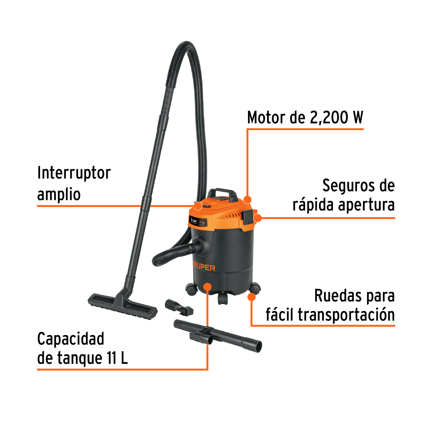 Foto 3 pulgar | Aspiradora Seco Mojado 3 Gal 3 Hp 127 V 102962 Truper