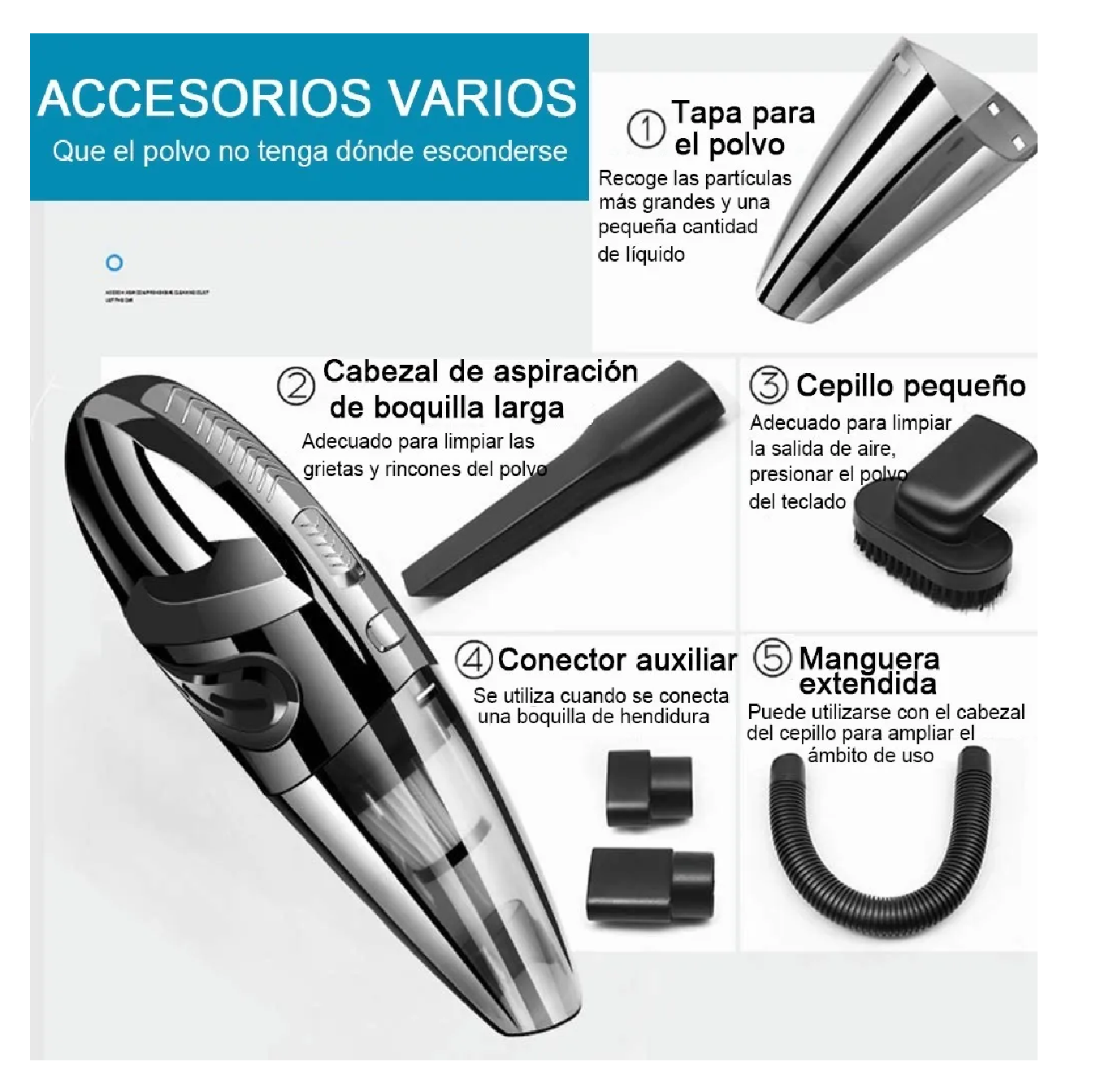 Foto 3 pulgar | Aspirador de Mano Portátil para Hogar y Automóvil