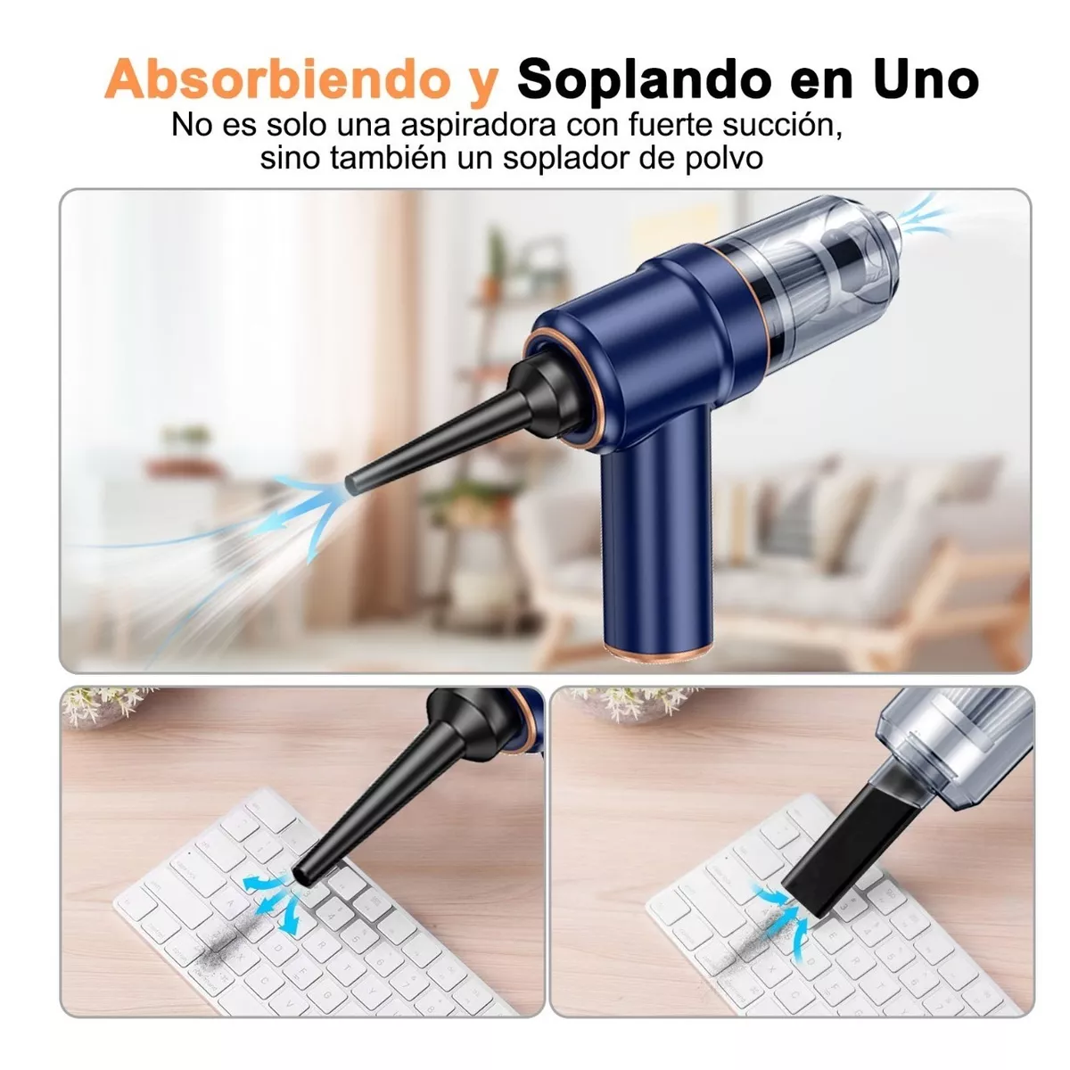 Foto 4 pulgar | Aspiradora Para Auto Mini Portátil De Mano Inalámbrica Eo Safe Imports Esi-4635 color Azul