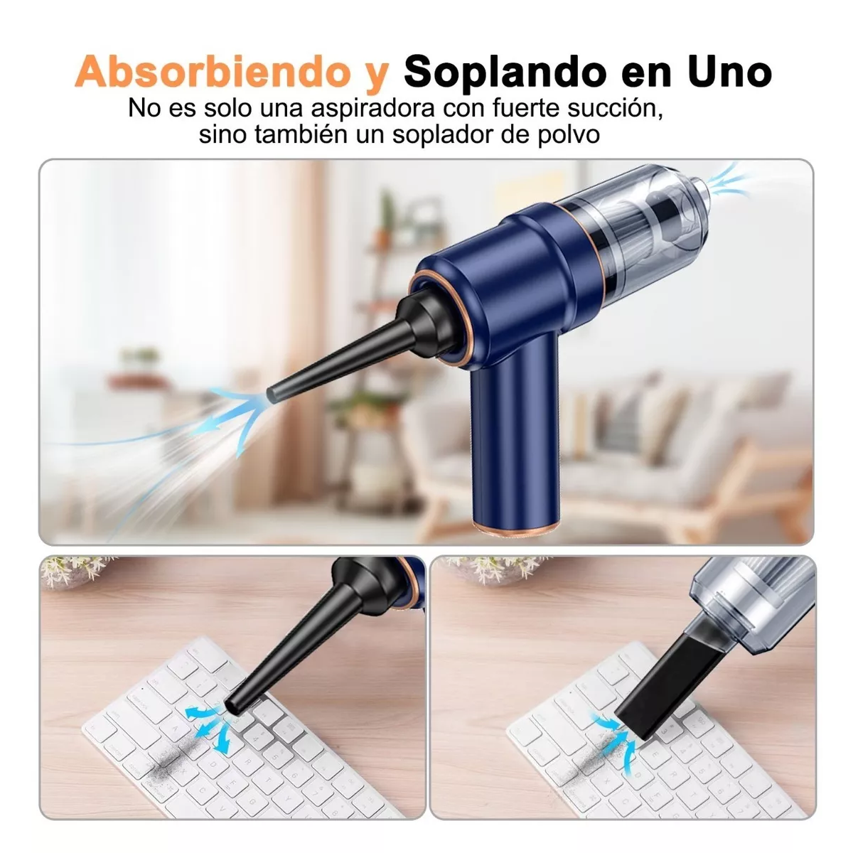 Foto 5 pulgar | Aspiradora Para Auto Mini Portátil De Mano Inalámbrica Eo Safe Imports Esi-4635 color Azul