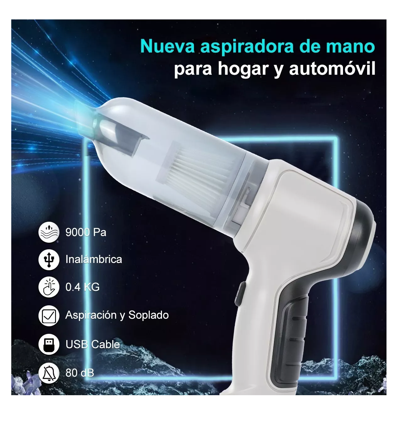 Foto 3 pulgar | Aspiradora de Mano Portátil BELUG para Hogar y Auto 9000pa 3 en 1