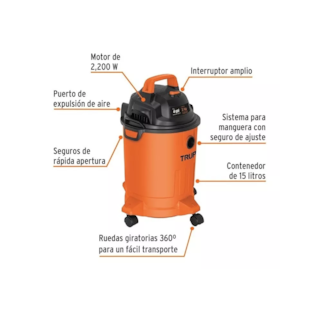 Foto 3 | Aspiradora Seco-Mojado Truper 127 V 60 HZ 4 Galones color Naranja