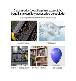 Foto 4 | Aspiradoras De Autos 10000pa Inalámbrica Portatil 120w Usb Negro