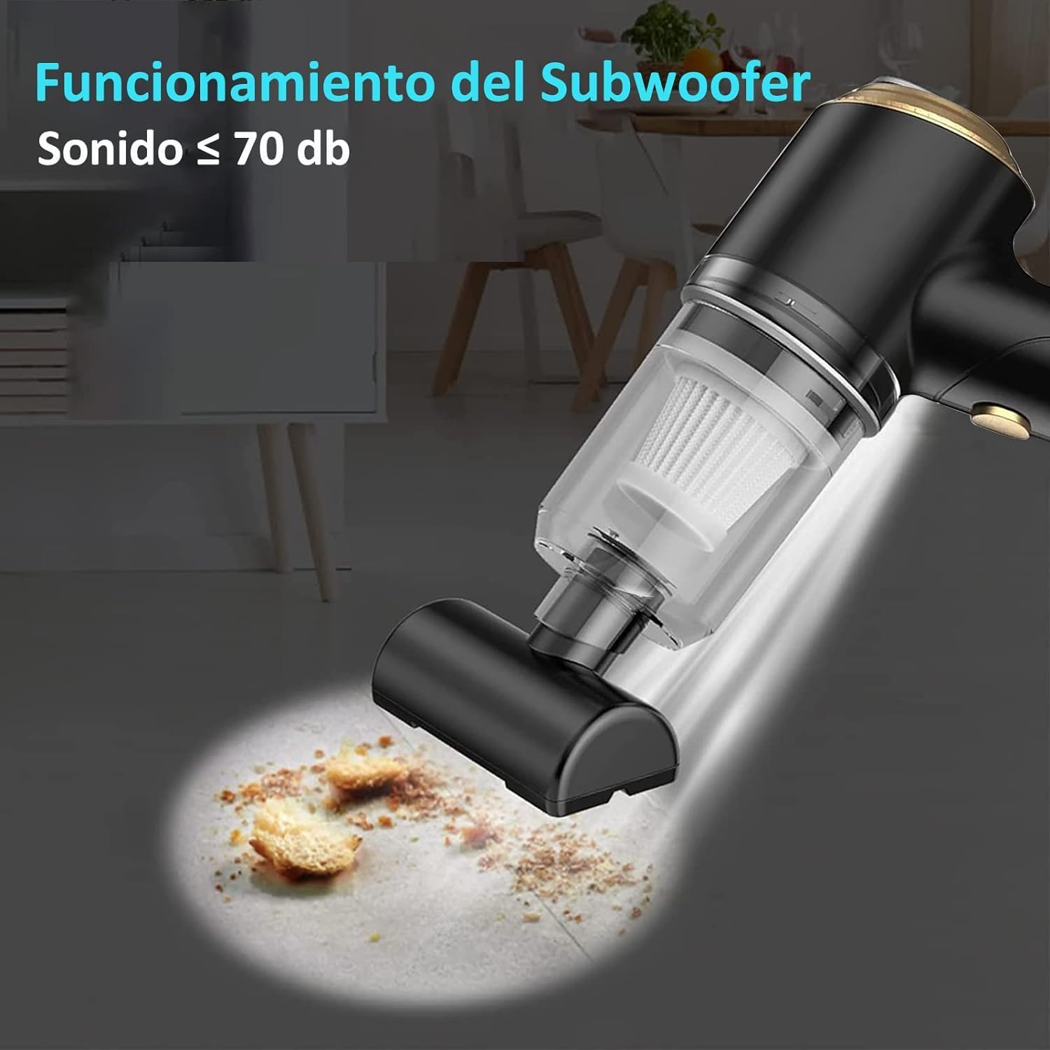 Foto 3 | Aspiradora De Mano Para Coche Y Hogar 10000pa Inalámbrica Portatil 120w Usb Recargable Color Negro