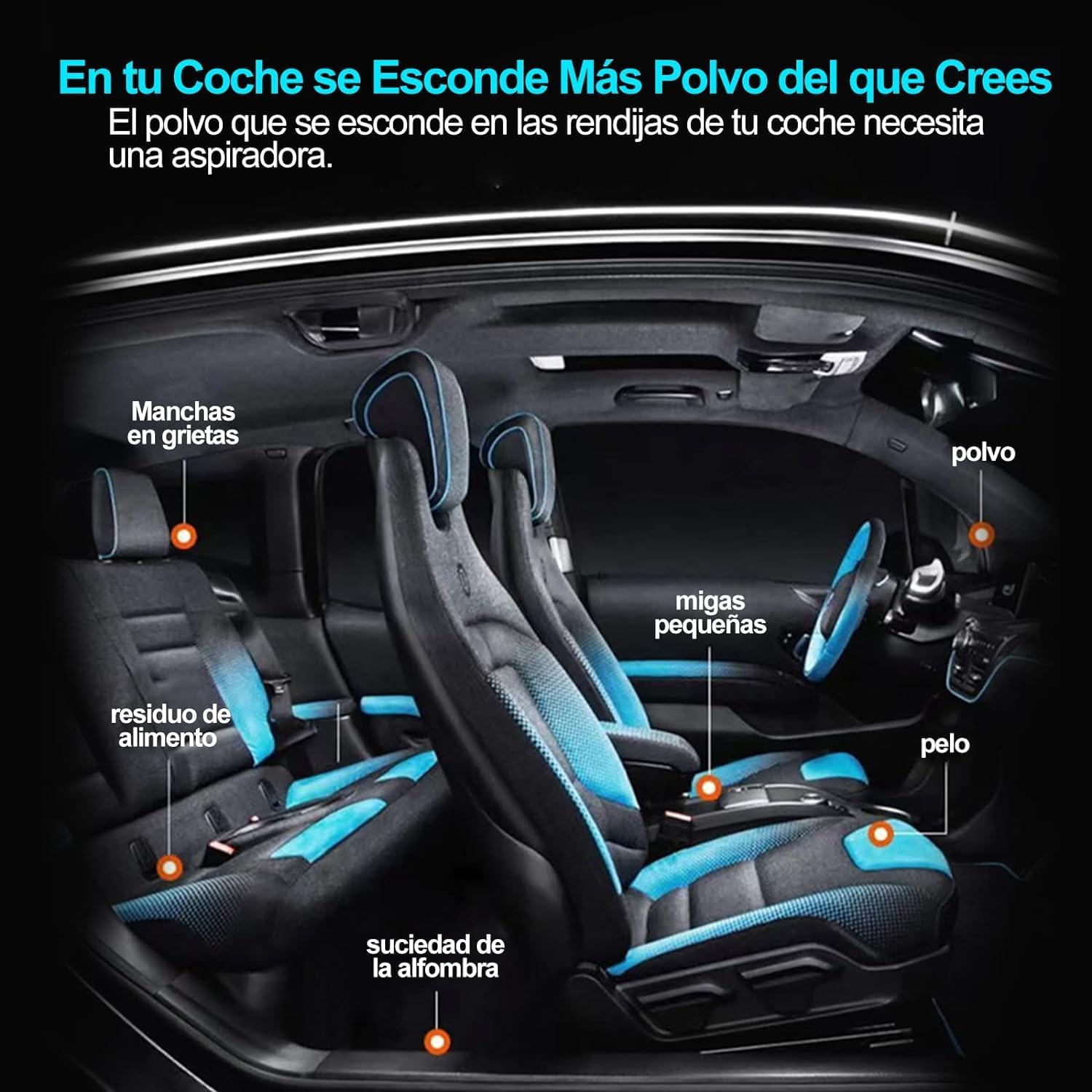 Foto 4 | Aspiradora De Mano Para Coche Y Hogar 10000pa Inalámbrica Portatil 120w Usb Recargable Color Negro
