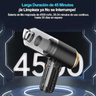 Foto 7 | Aspiradora De Mano Para Coche Y Hogar 10000pa Inalámbrica Portatil 120w Usb Recargable Color Negro