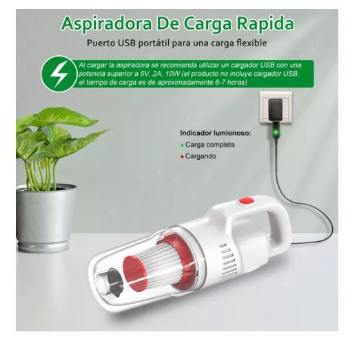 Foto 4 pulgar | Aspiradora De Mano Portátil Inalámbrico Para Hogar Y Automóvil