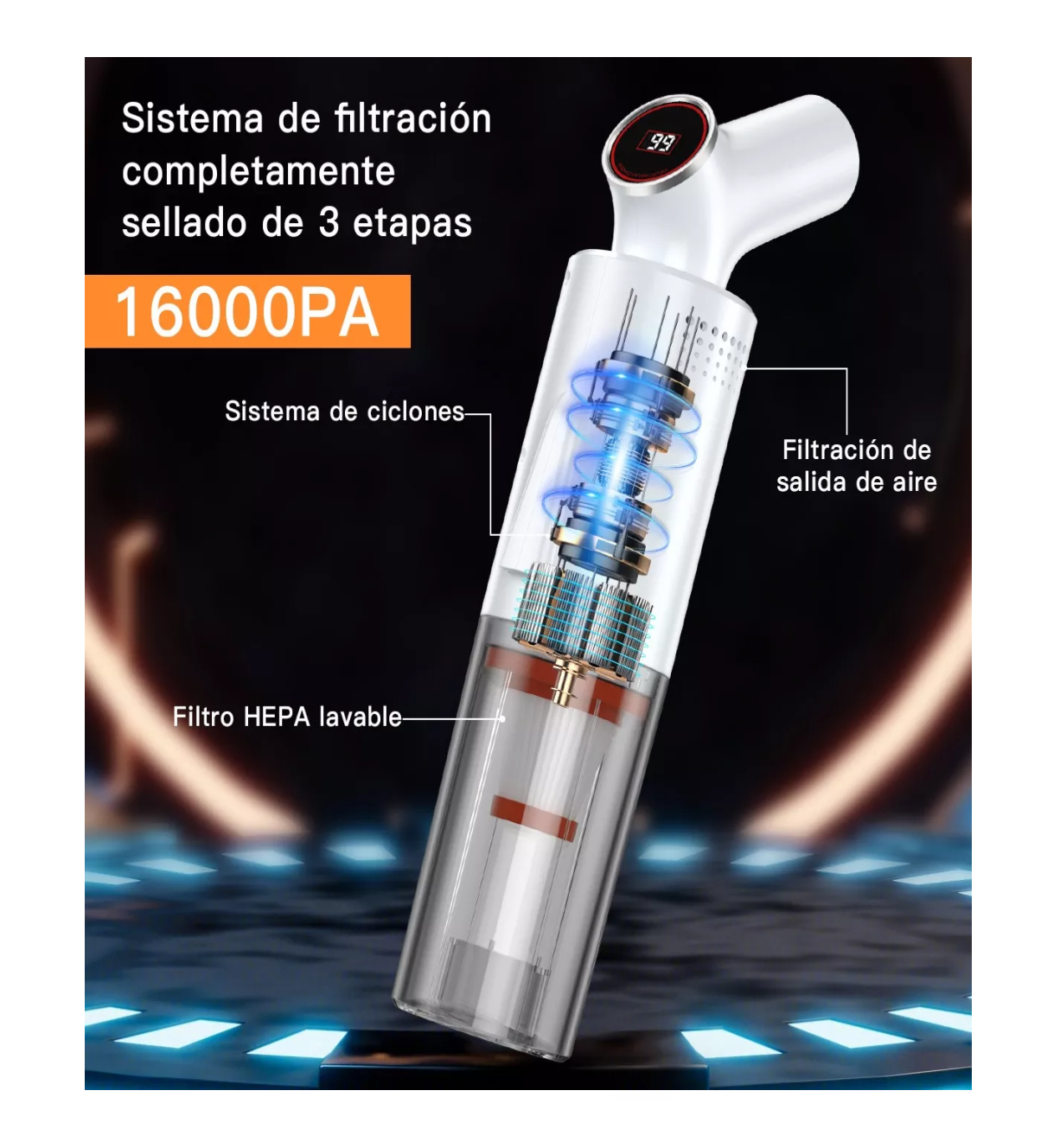 Foto 3 pulgar | Aspiradora de Mano Belug para Hogar Y Automóvil 16000pa color Blanco