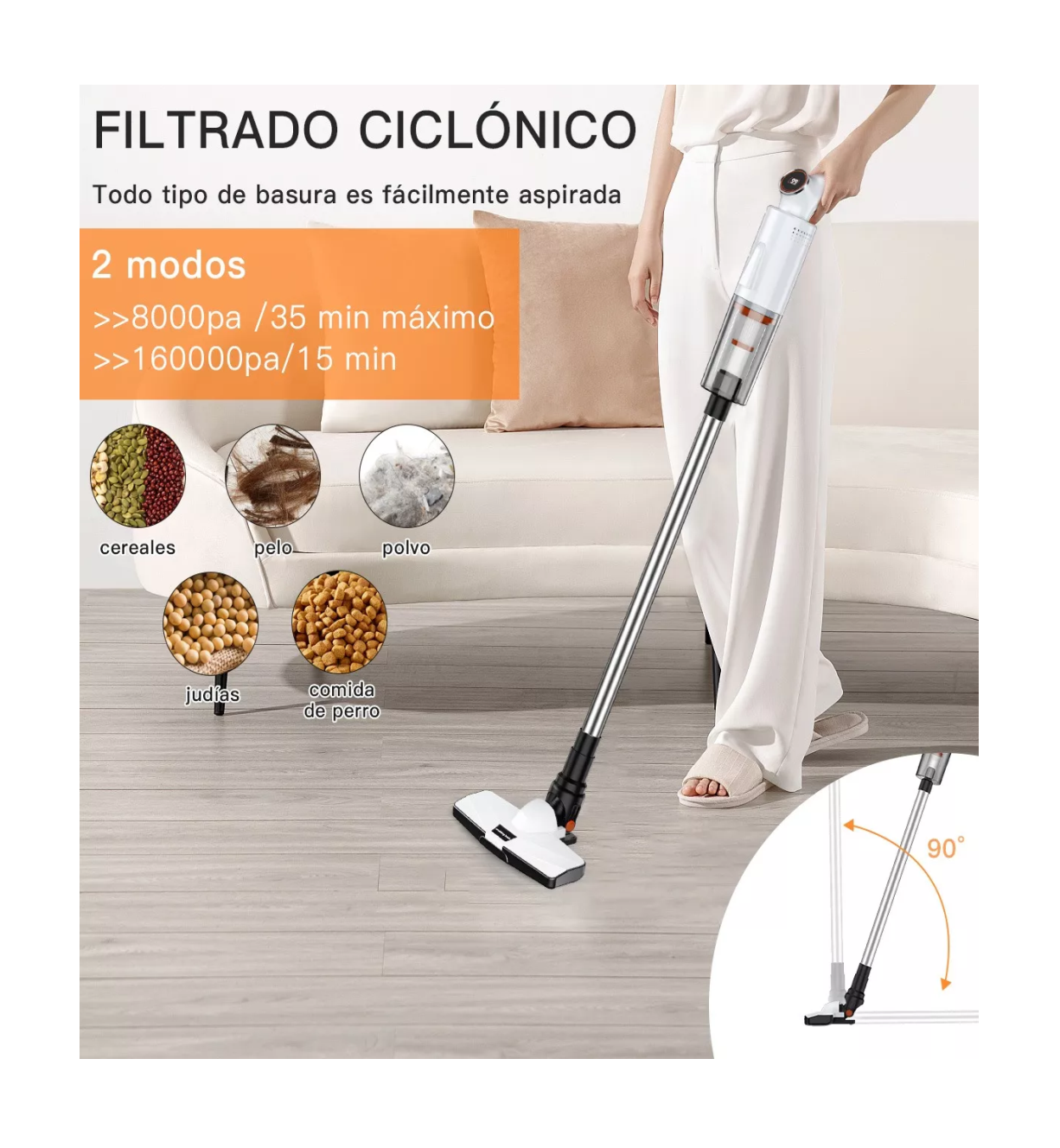 Foto 3 | Aspiradora de Mano Belug para Hogar Y Automóvil 16000pa color Blanco