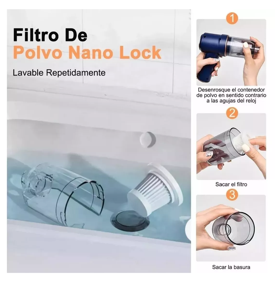 Foto 4 pulgar | Aspiradora para Auto Mini Portátil de Mano Inalámbrica Azul