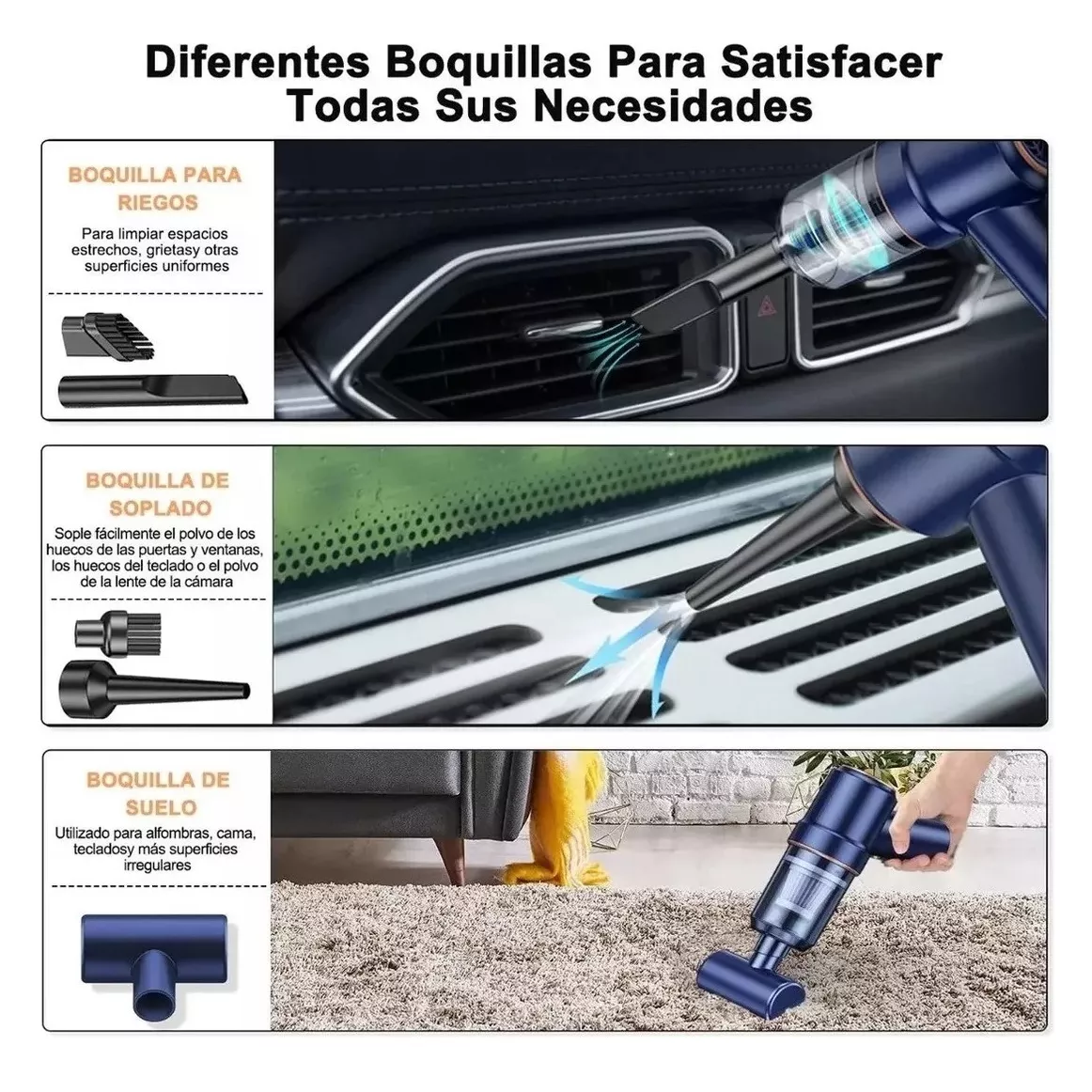 Foto 5 pulgar | Aspiradora para Auto Mini Portátil de Mano Inalámbrica Azul