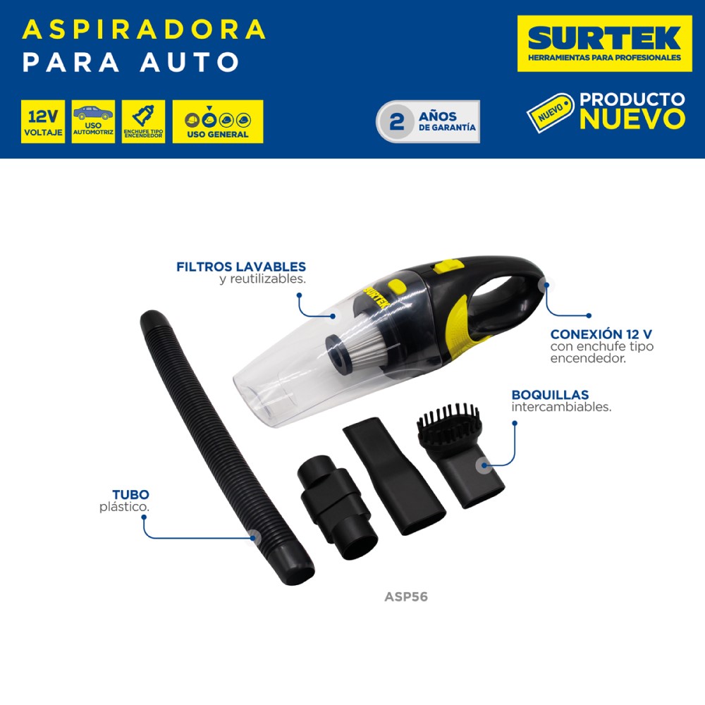Foto 3 pulgar | Aspiradora De Mano Portátil Para Auto 600 Ml Asp56 Surtek