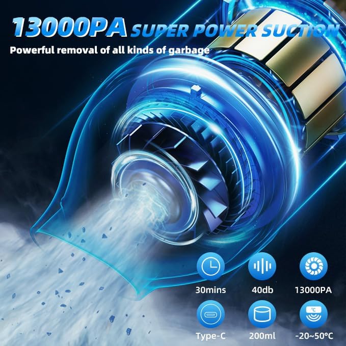 Foto 3 pulgar | Aspiradora De Mano Omo 13000pa Limpiadora Portátil Inalámbrica Para Automóviles - Venta Internacional.