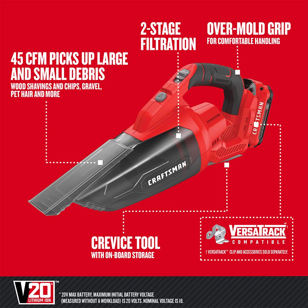 Foto 4 pulgar | Aspiradora Manual Inalámbrica Craftsman V20 Cmcvh001c1 45m³/h - Venta Internacional.