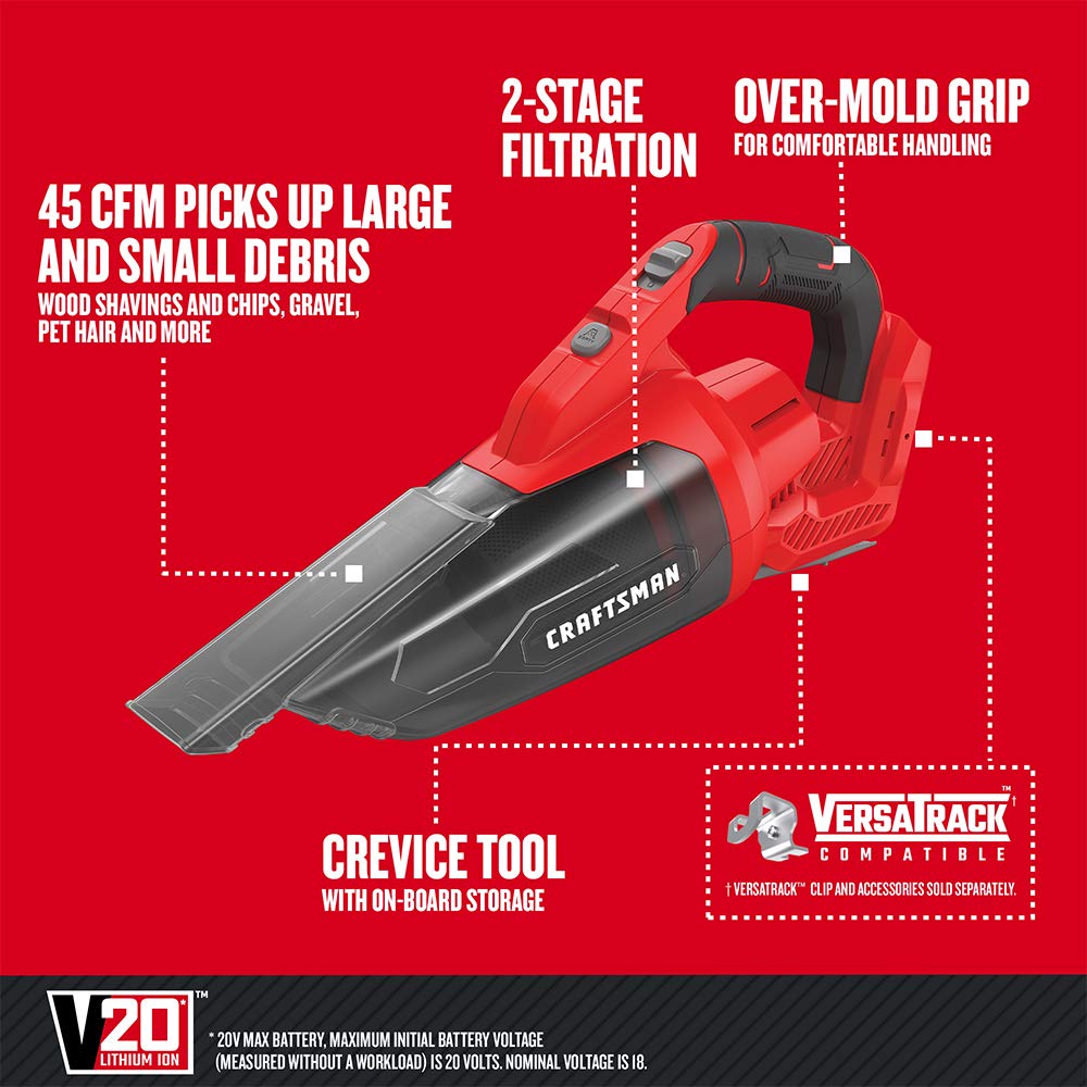 Foto 3 pulgar | Aspiradora Manual Inalámbrica Craftsman V20 Cmcvh001b 45m³/h - Venta Internacional.