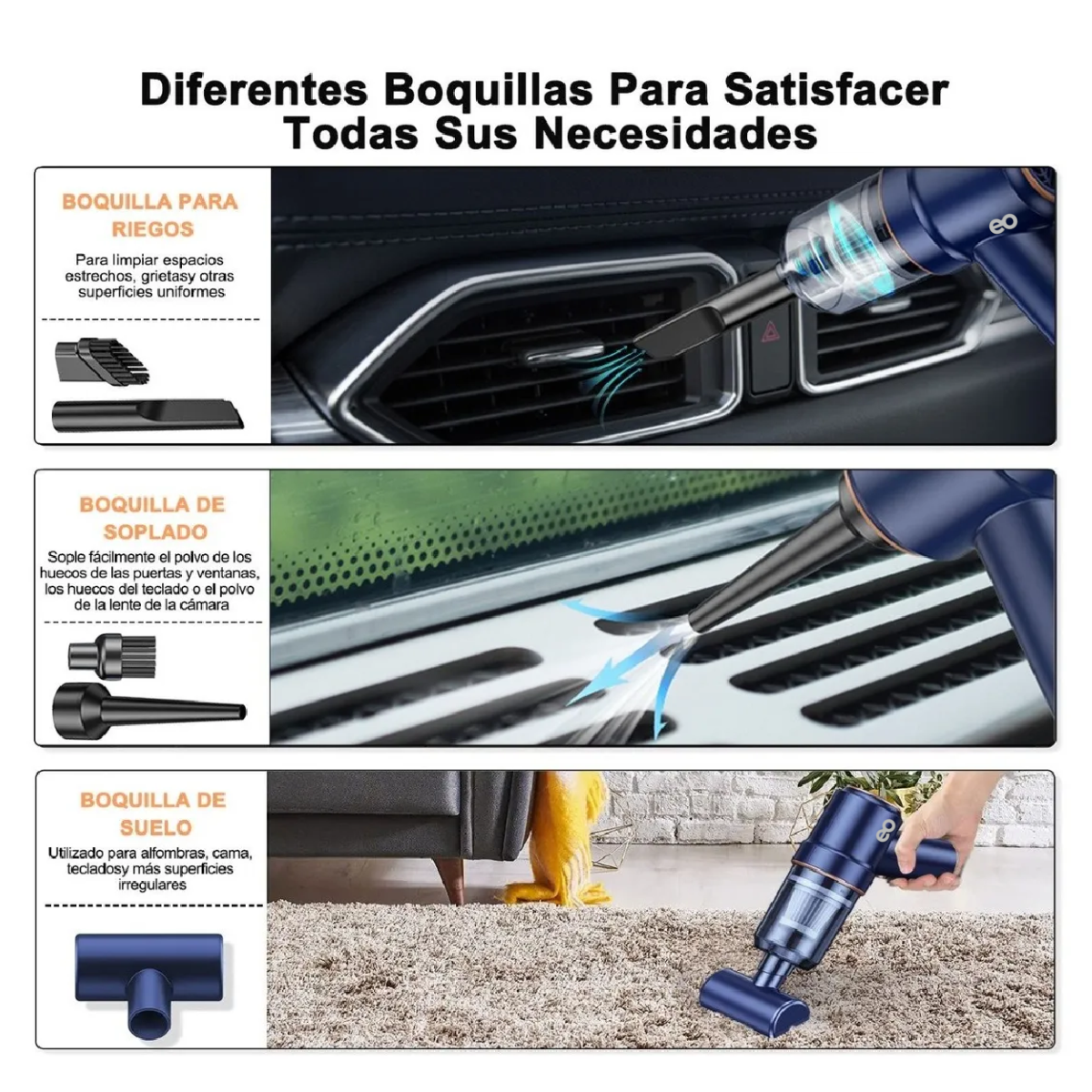 Foto 3 | Aspiradora Mini Portátil Inalámbrica Eo Safe Imports Esi-1468-1 Color Azul