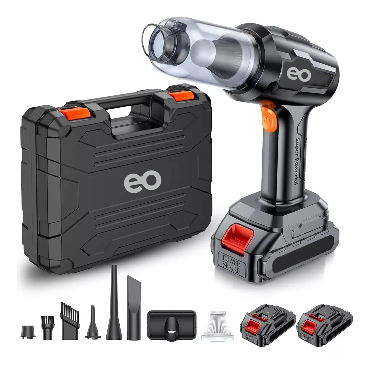 Aspiradora De Mano Inalámbrica Para Automóvil, Portátil Con Succión Eo Safe Imports Esi-15118-1 Negro