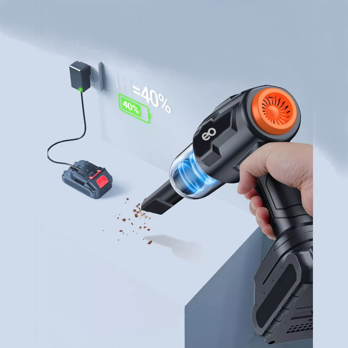 Foto 2 | Aspiradora De Mano Inalámbrica Para Automóvil, Portátil Con Succión Eo Safe Imports Esi-15118-1 Negro