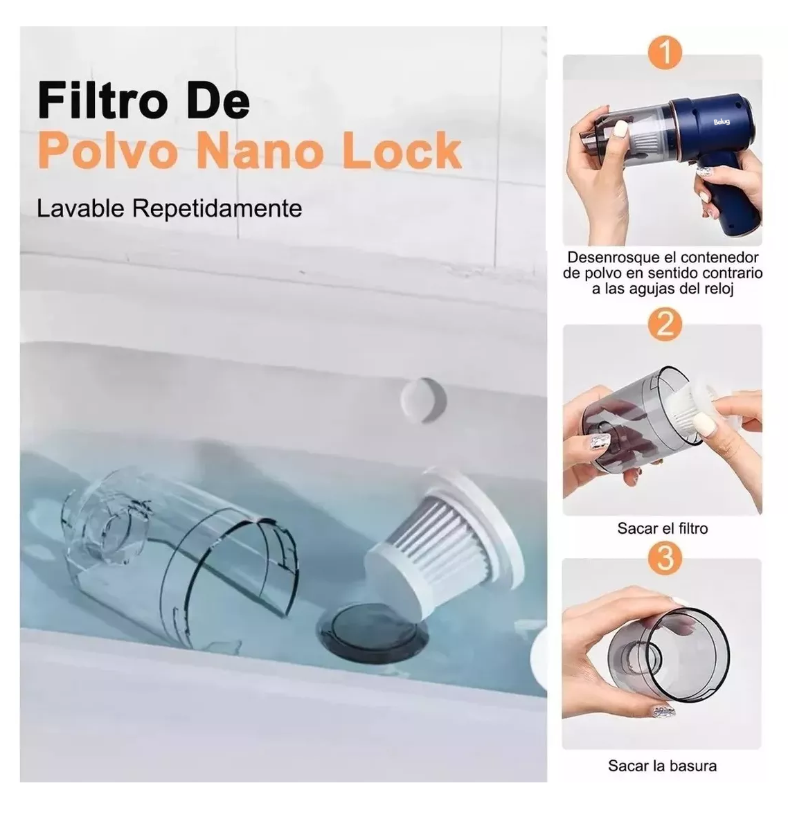 Foto 4 pulgar | Aspiradora Para Auto Mini Portatil De Mano Inalambrica Belug Azul