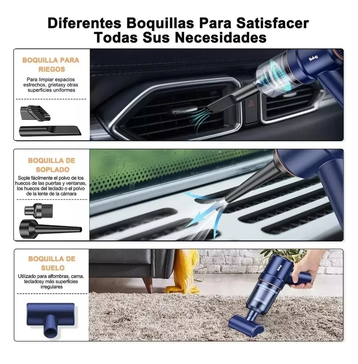 Foto 5 pulgar | Aspiradora Para Auto Mini Portatil De Mano Inalambrica Belug Azul
