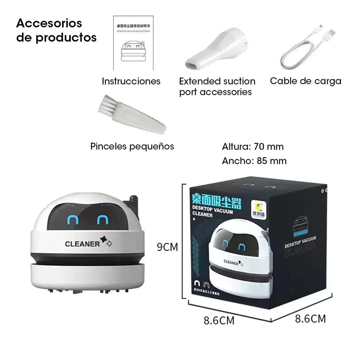 Foto 6 pulgar | Mini Aspiradora Usb Inalámbrica – Potencia Portátil Para Tu Escritorio