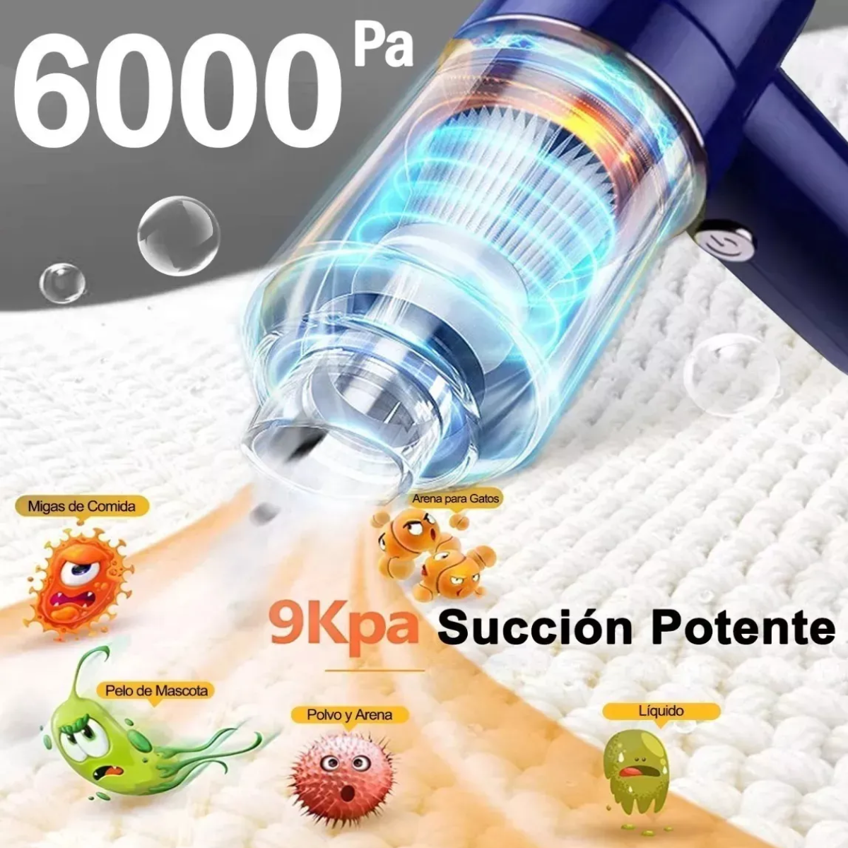 Foto 4 | Aspiradora Para Auto Mini Portatil De Mano Inalámbrica Lab.g Azul